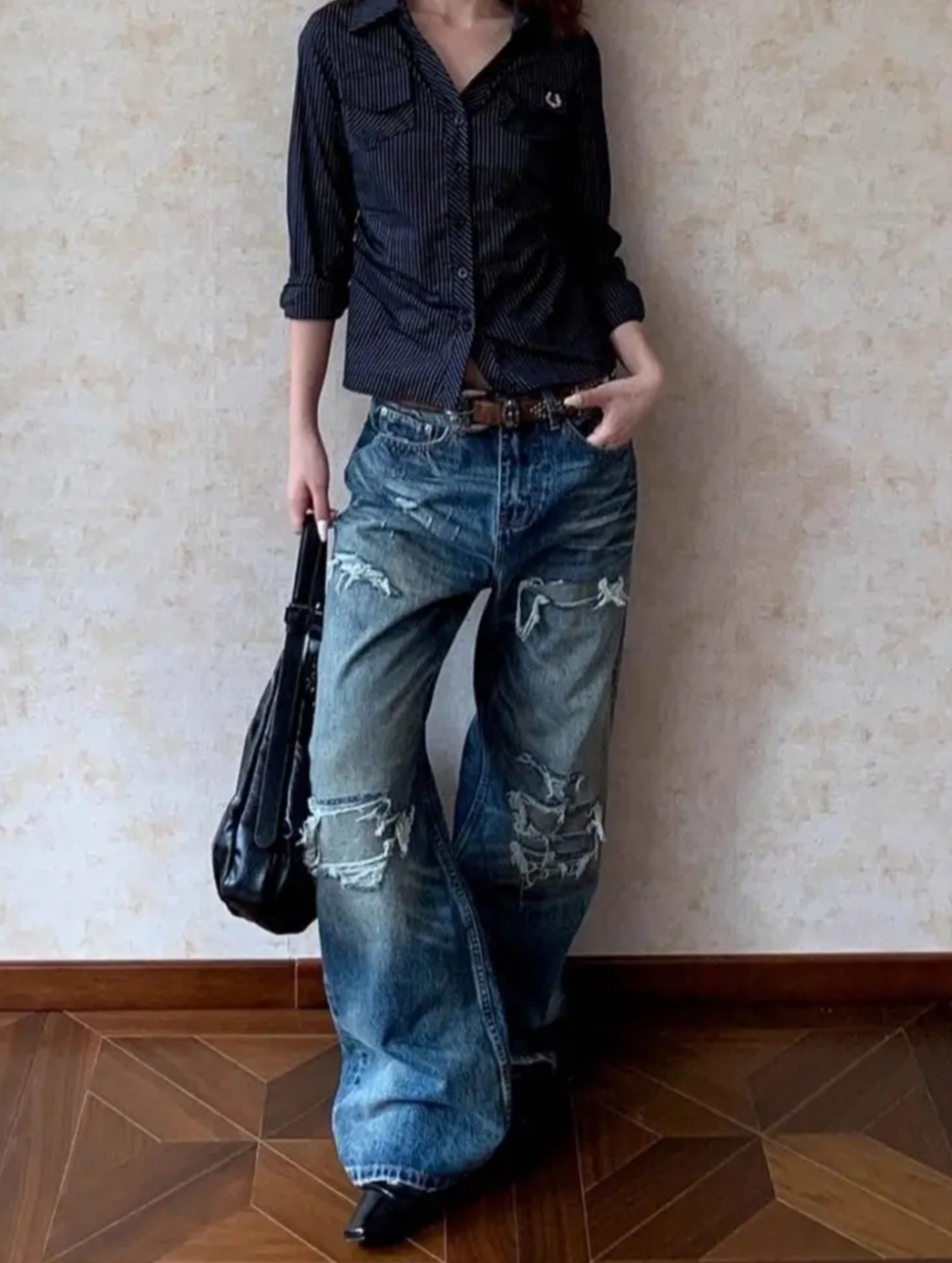 NWT Dirty Denim Destroyed Flare Jeans